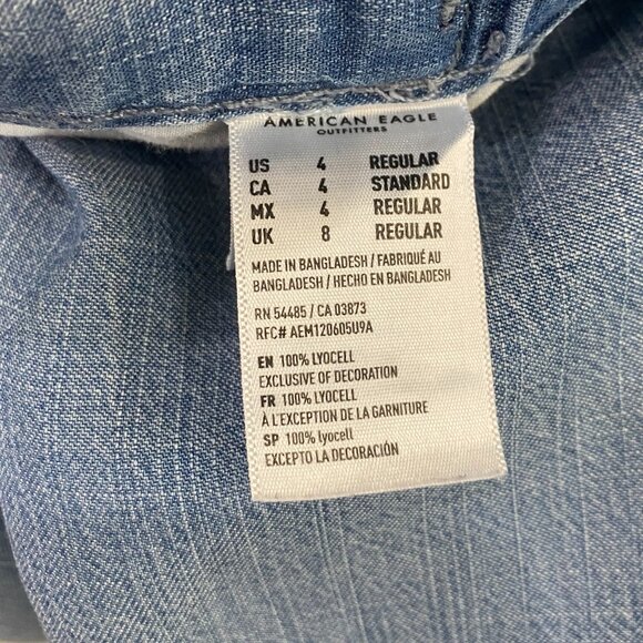 American Eagle | Elastic Waist High Rise Wide Leg Cropped Pants | Size 4 Women's - Picture 6 of 10